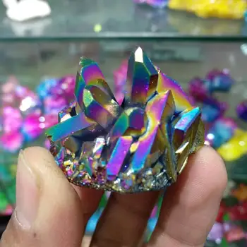 50 грама цветен кварцов crystal Aura Vug Титаново-висмутово-един силициев клъстер Rainbow