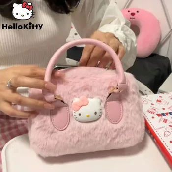 Kawaii Sanrio Hello Kitty Плюшен Чанта Дамски Y2k С Хубав Дизайн За Момичета, Модерна Нова Чанта През Рамо, Универсална Чанта-Тоут