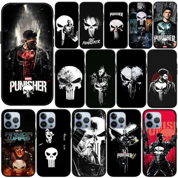 Мек калъф за Apple iPhone 11 15 Pro XS Max X XR 6 7 8 Plus 6S + SE 2022 8 + Калъф За вашия телефон, The M-Marvels P-Punishers Skull